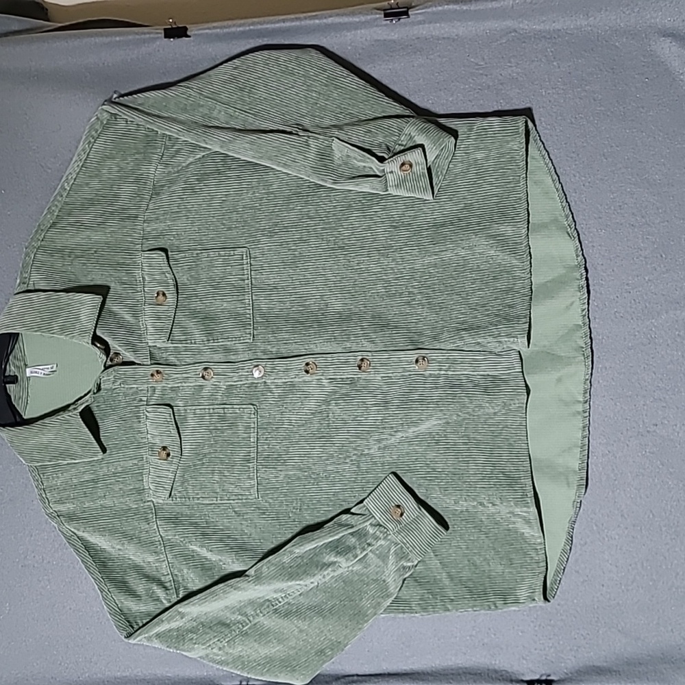 LIVE 4 TRUTH Sage Green Oversized‎ Polyester Corduroy Shacket Coat Top - Size XL